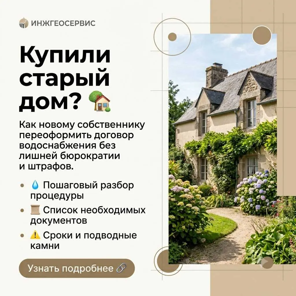 Как переоформить договор водоснабжения при смене собственника в старом доме